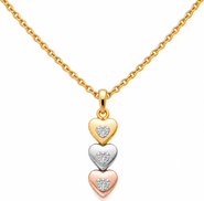 Donatello Gian Sterling Silver Tri-Color Heart Necklace