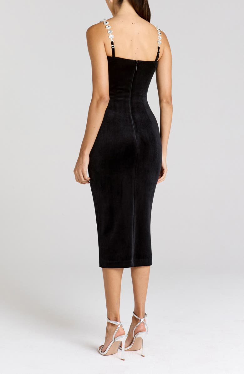 NADINE MERABI Eliza Embellished Strap Velvet Cocktail Dress, Alternate, color, Black