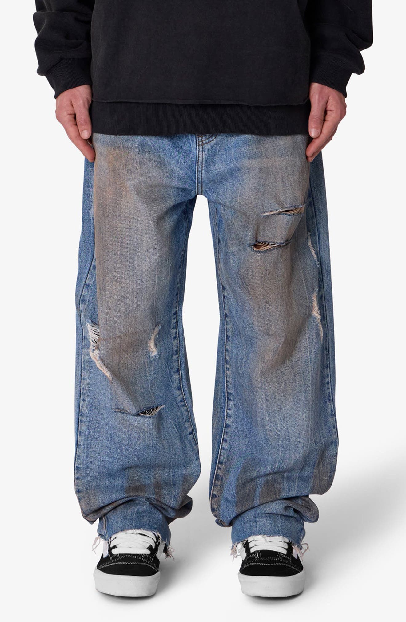 Ultra Baggy Ran Over Rip Jeans
