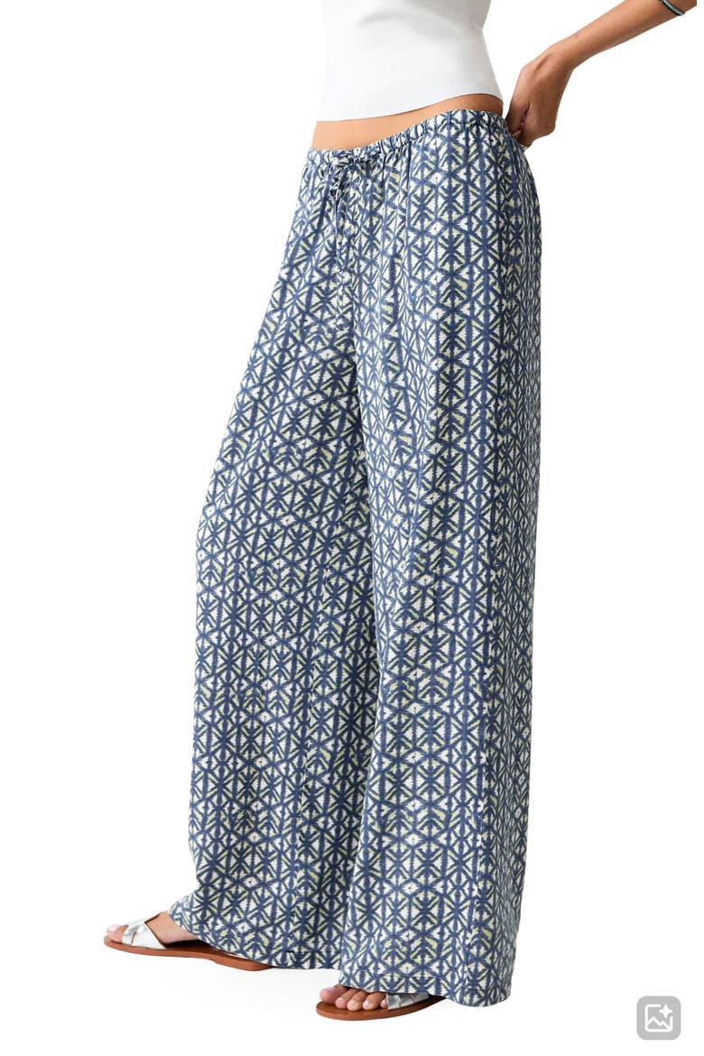 Geo Print Wide Leg Pants, Alternate, color, NAVY