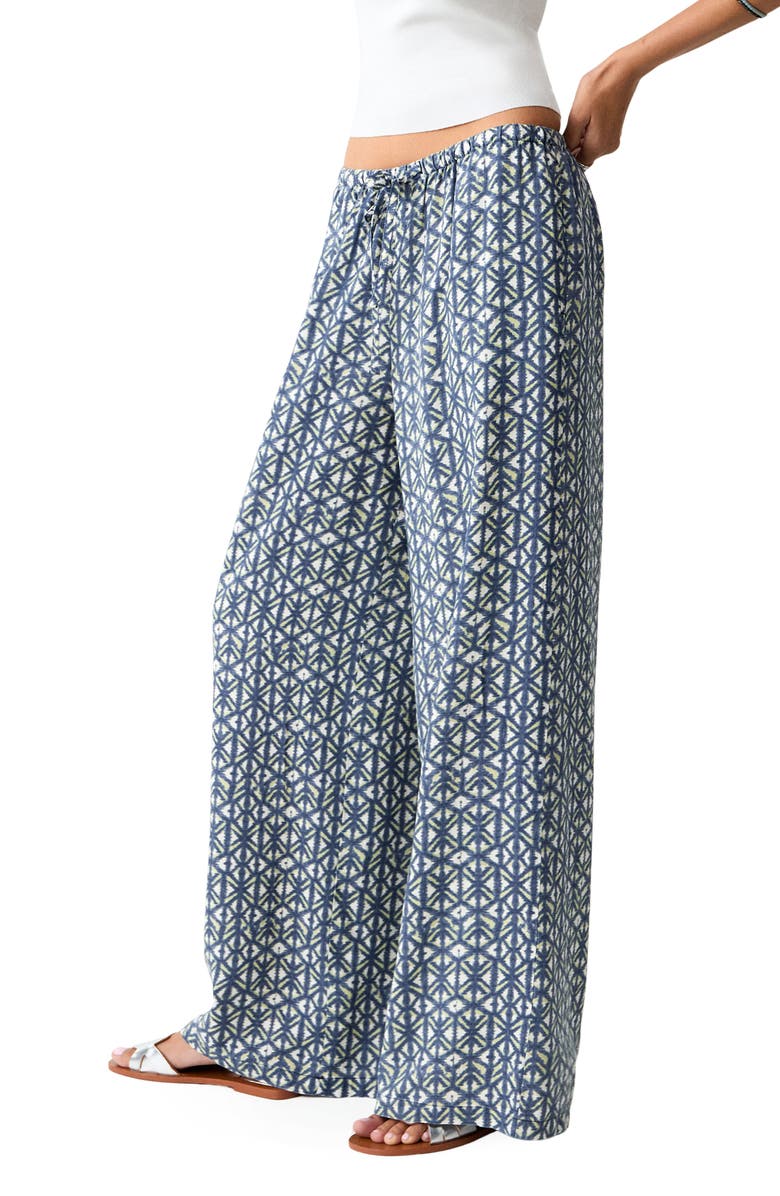 MANGO TEEN Geo Print Wide Leg Pants, Alternate, color, Navy