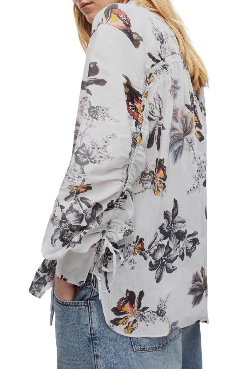 AllSaints Leyla Lilly Floral Linen Blend Button-Up Shirt, Alternate, color,