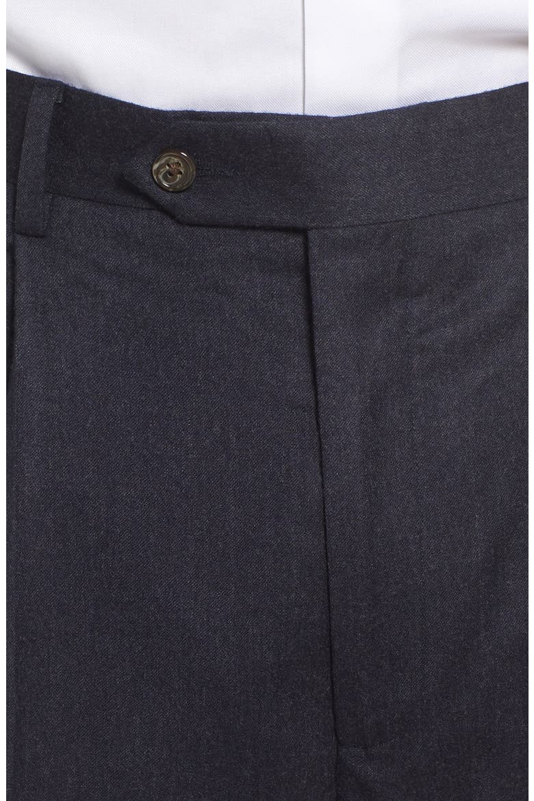 Lightweight Flannel Pleated Classic Fit Dress Trousers, Alternate, color, HEATHER NAVY