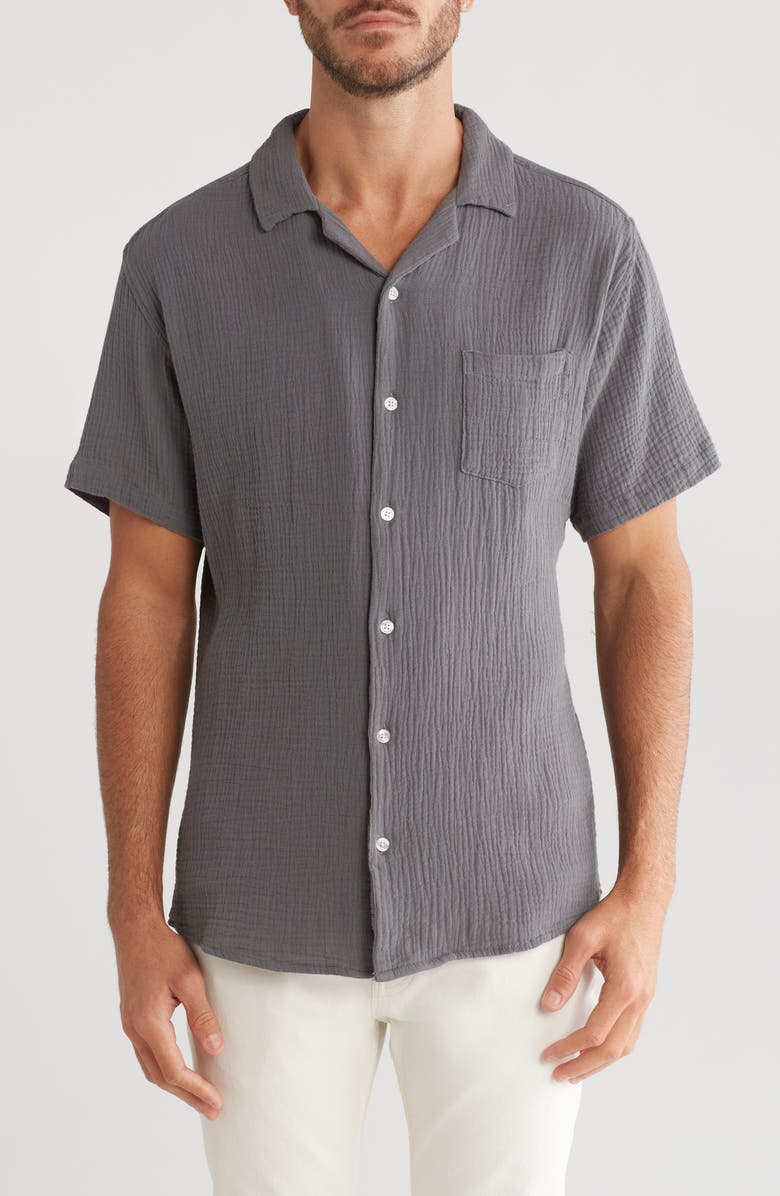 Original Paperbacks Gauze Short Sleeve Shirt, Main, color, Black