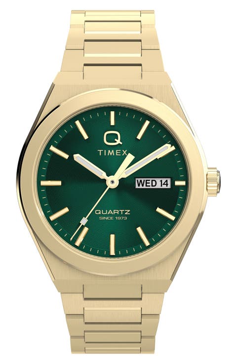 Q Continental Green Dial Bracelet Watch, 39mm