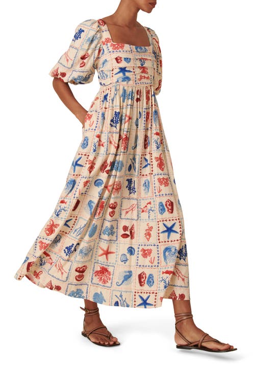 NOBODY'S CHILD NOBODY'S CHILD NOVA PRINT PUFF SLEEVE MAXI DRESS 