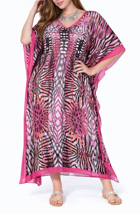 Print V-Neck Maxi Caftan
