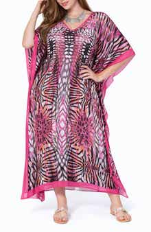 RANEES Print V-Neck Maxi Caftan