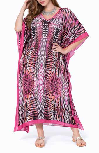 Print V-Neck Maxi Caftan