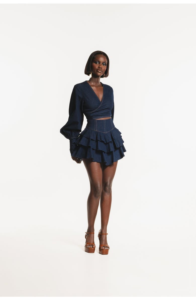 OFUURE Denim Dilara Mini Skort, Main, color, Denim Blue