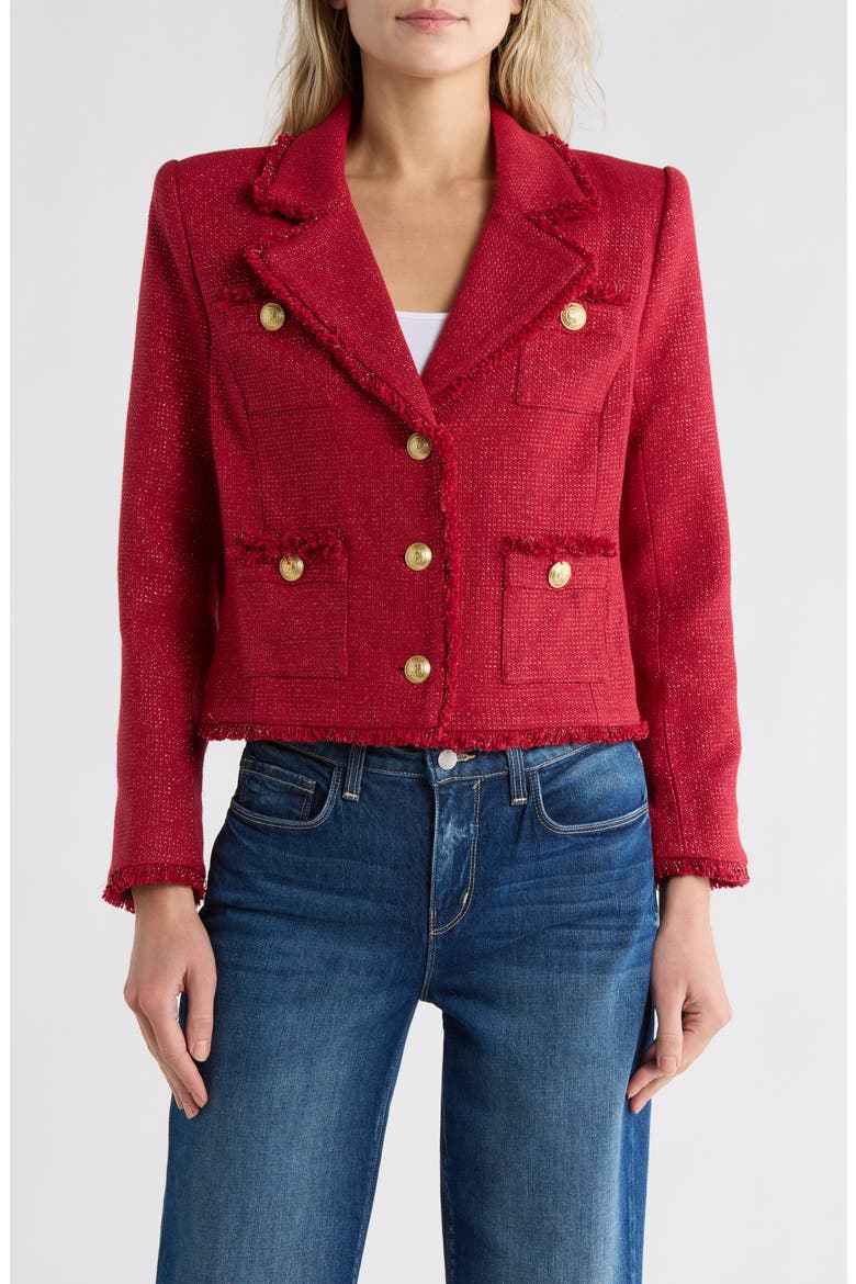 Sylvia Metallic Blazer, Main, color, GARNET RED/COPPER