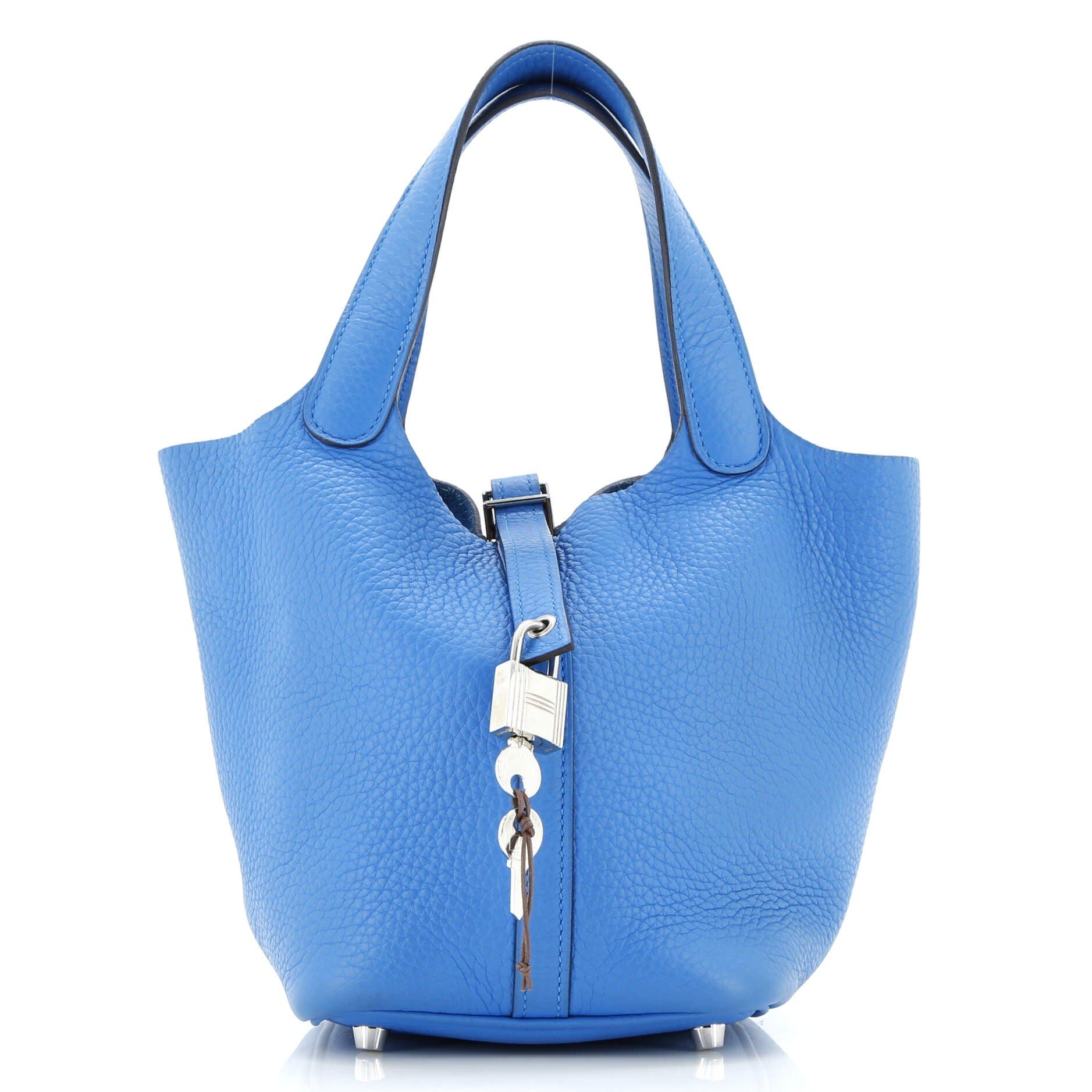 Pre-Owned Hermes Picotin Lock Bag Clemence PM, Main, color, Bleu Zanzibar