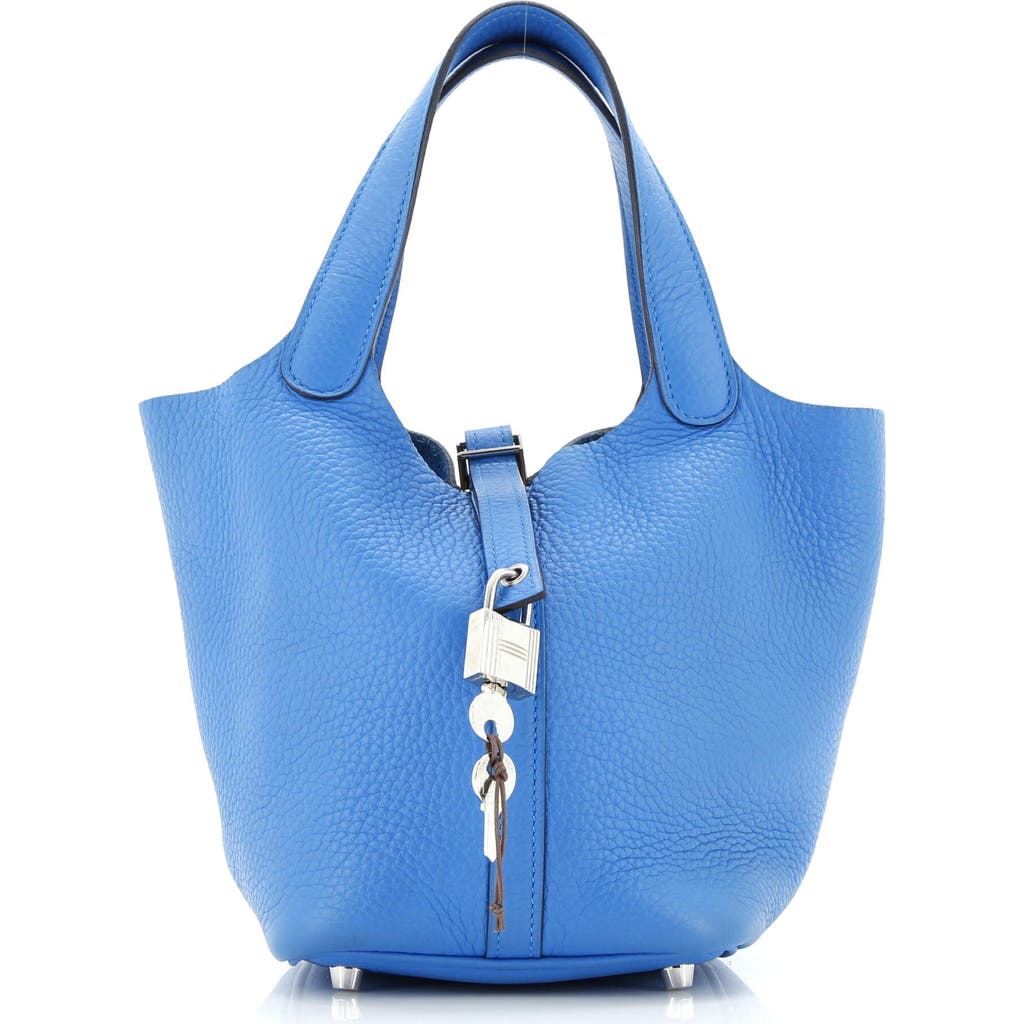 Pre-owned Hermes Hermes Picotin Lock Bag Clemence Pm In Blue