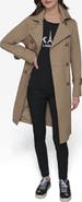 KARL LAGERFELD PARIS Water Resistant Embossed Logo Detail Cotton Blend Trench Coat