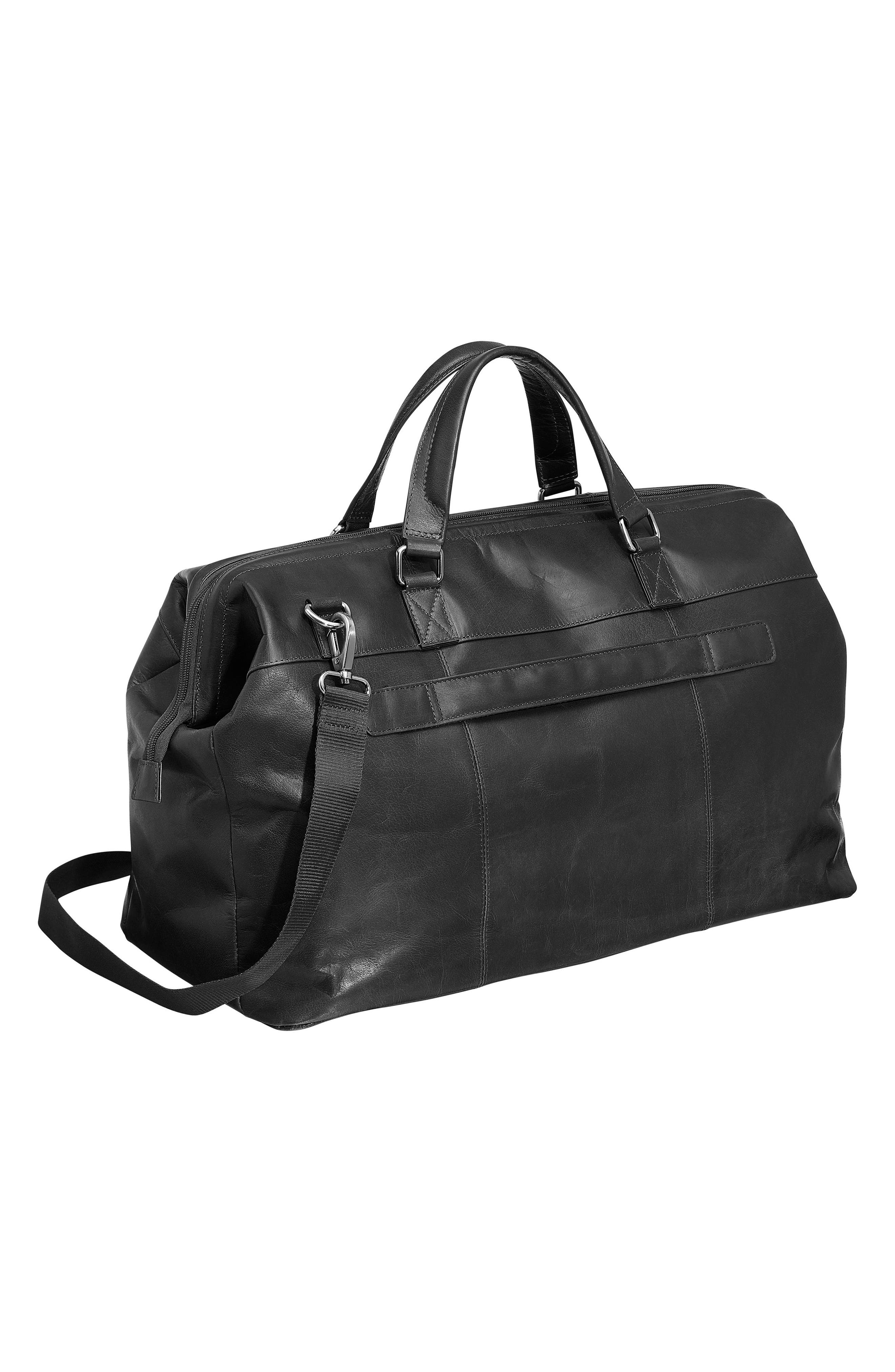 Mancini Carry-On Leather Duffle Bag, Alternate, color, Black