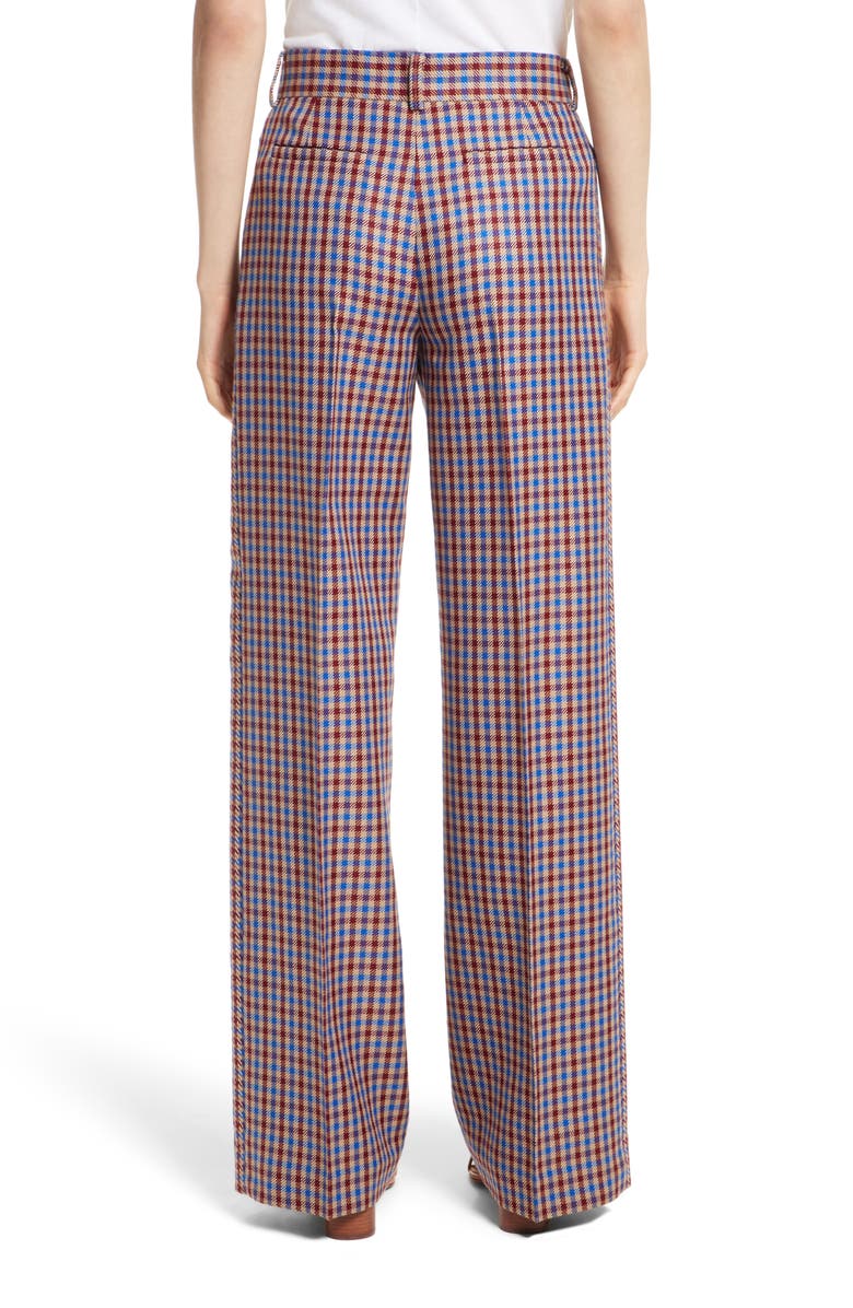 Tory Burch Ainsley Plaid Wide Leg Trousers, Alternate, color, 