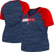 New Era Women's New Era Navy Boston Red Sox Plus Size Space Dye Raglan V-Neck T-Shirt