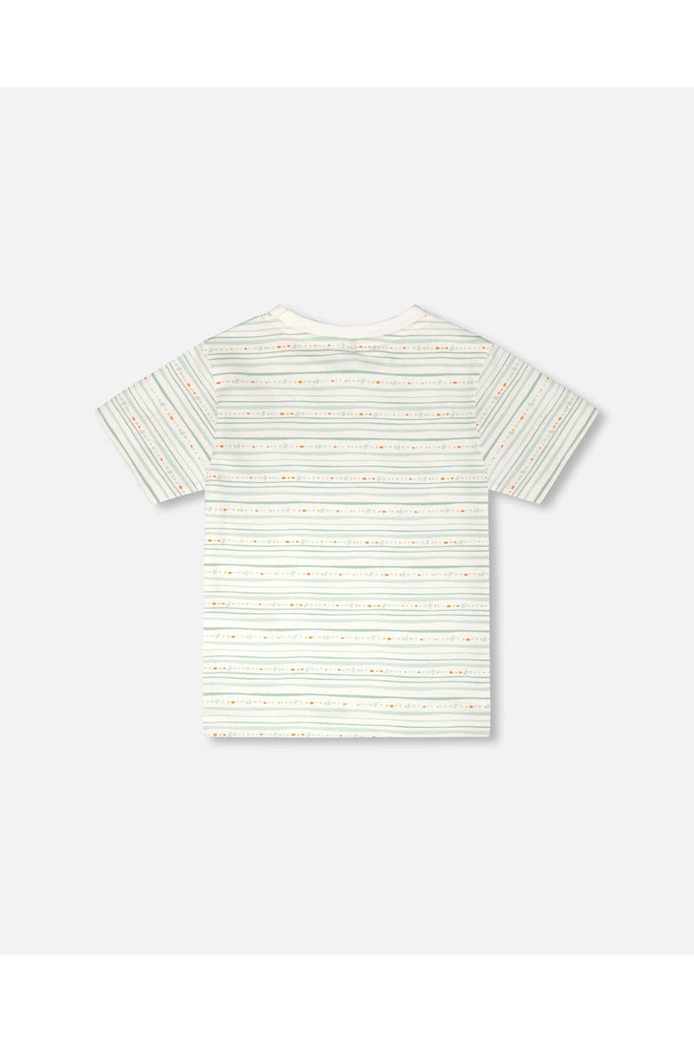 Organic Cotton Lines Short Sleeves T-Shirt, Alternate, color, White Printed Mint Green Lines
