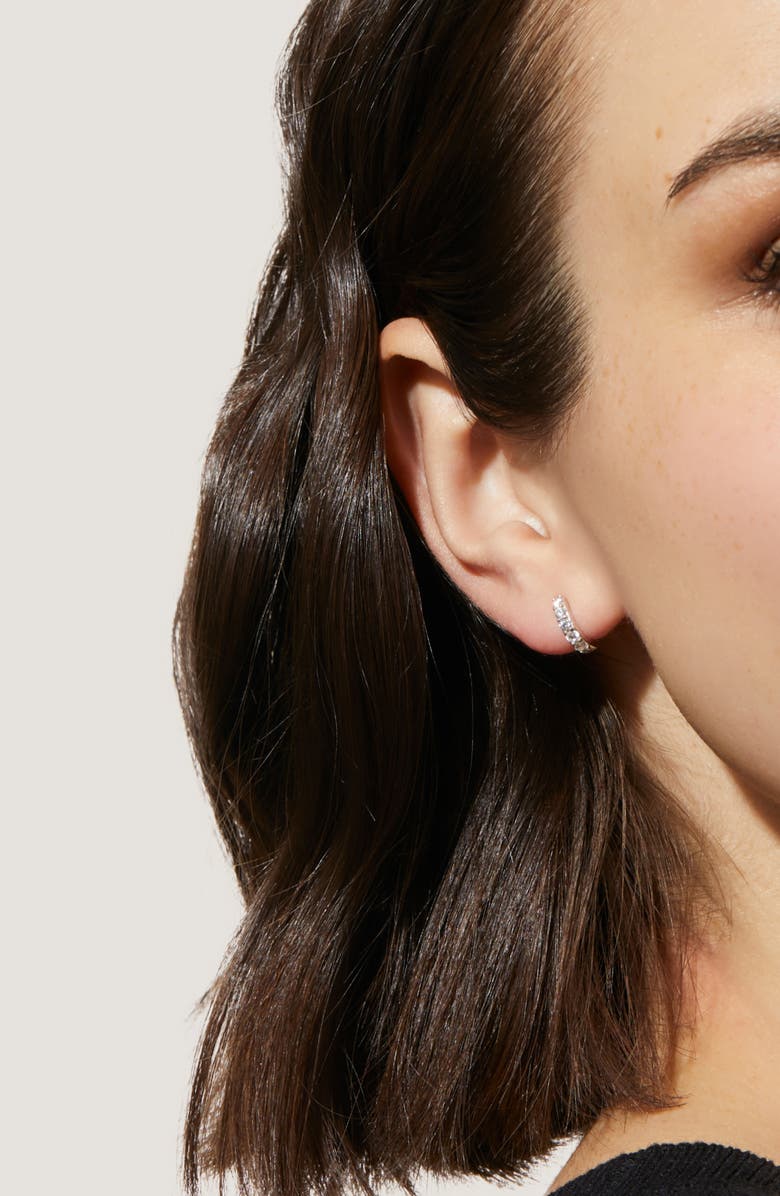 Ana Luisa Suzanne Cubic Zirconia Huggie Hoop Earrings, Alternate, color, 925 Silver / Clear