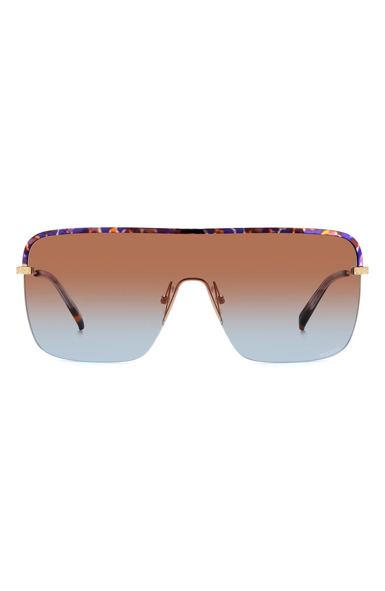 Missoni 99mm Shield Sunglasses, Main, color, Gold Blue Havana/ Brown Blue