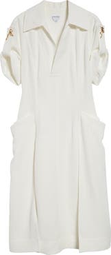 Bottega Veneta Pleated Viscose & Linen Midi Dress | Nordstrom