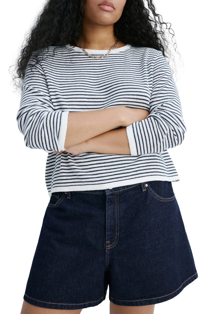MANGO Stripe Sweater, Alternate, color, Navy