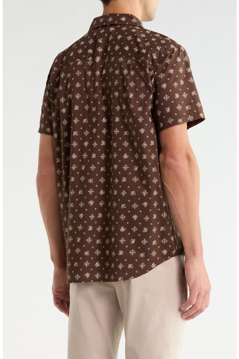 Charter Printed Short Sleeve Button-Up Shirt, Alternate, color, WALNUT BROWN BANDANA