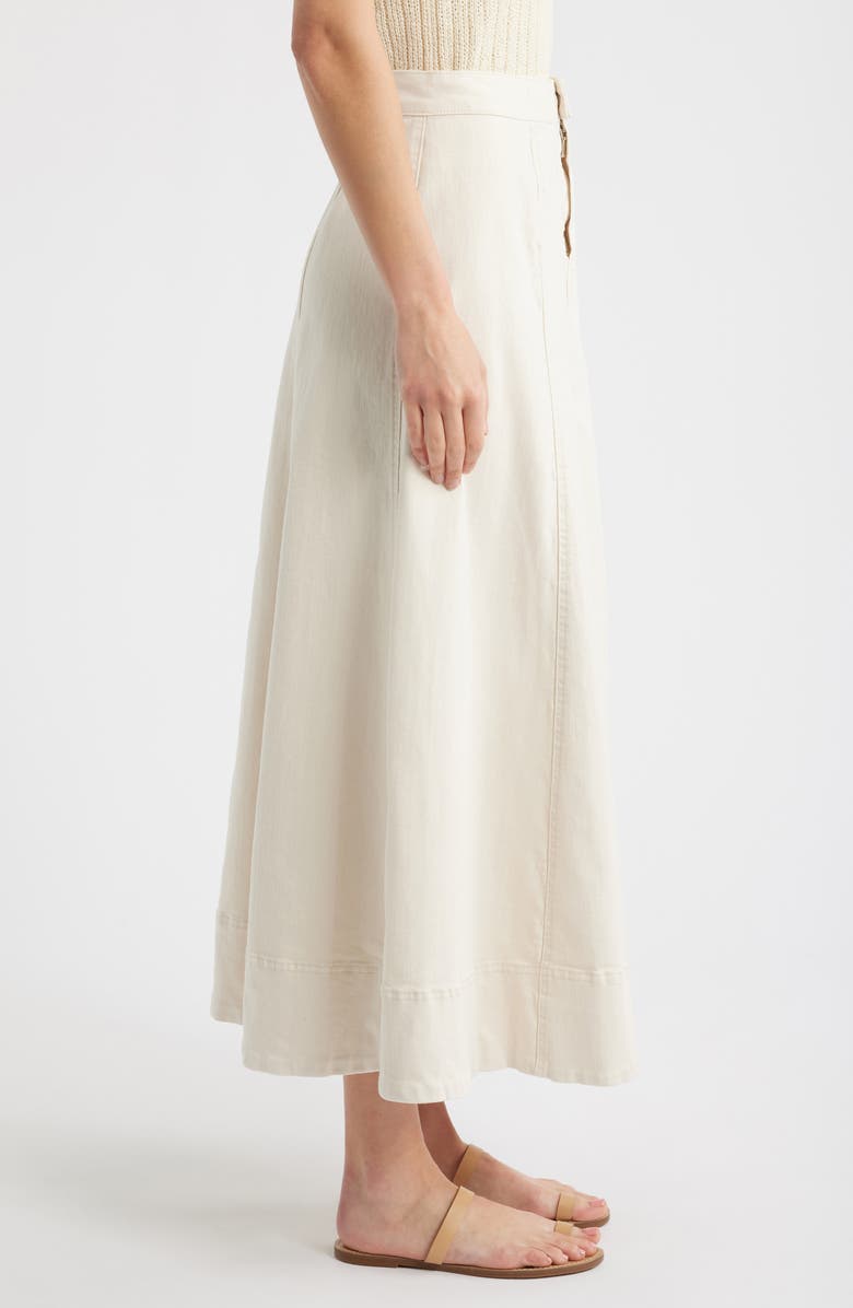 1.STATE Front Slit Denim Midi Skirt, Alternate, color, New Ivory