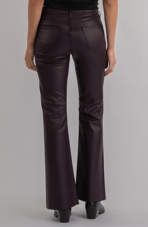 Kut From The Kloth Stella Coated Raw Hem High Waist Flare Jeans In Brown