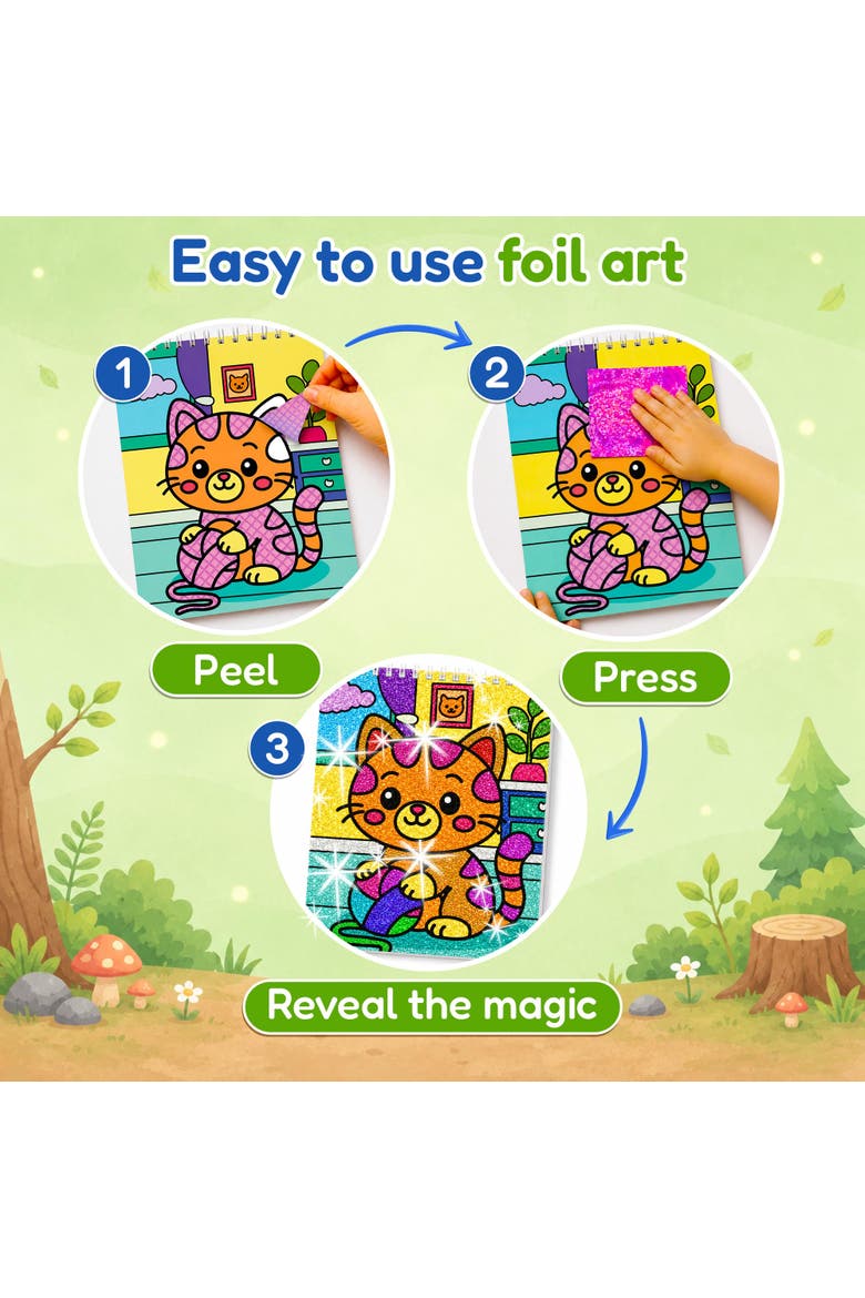 Foil Art Activity Book for Kids Ages 4-8 - Coloring & Arts and Crafts Set, Alternate, color, Animals