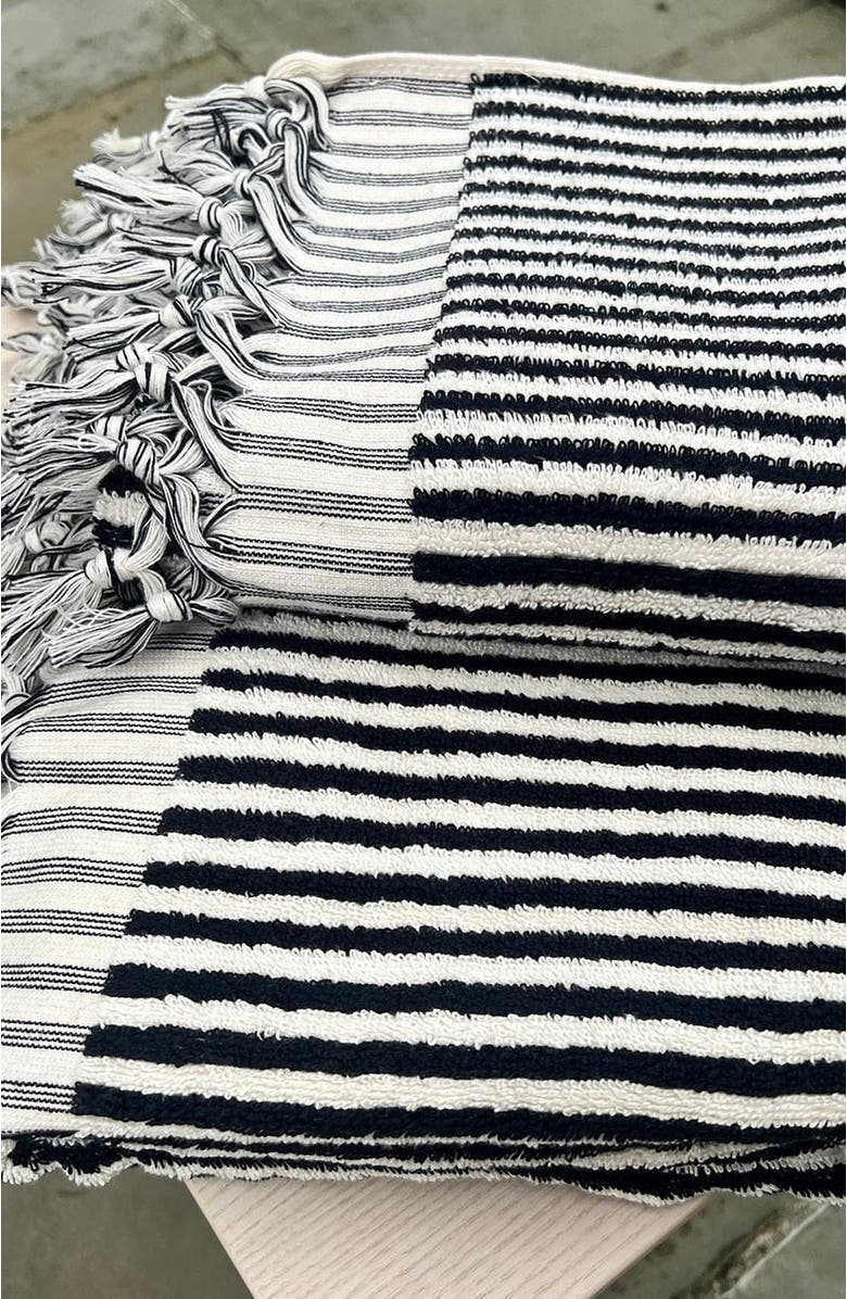 Olive & Linen Striped Terry Bath Towel, Alternate, color, 