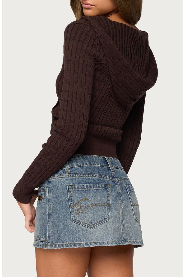 Kimani Cable Knit Hoodie, Alternate, color, BROWN