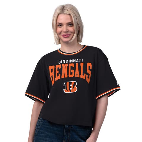 Women's Starter Black Cincinnati Bengals Ace Cropped T-Shirt