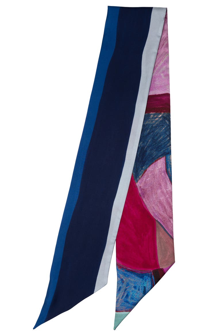Lia - Skinny Silk Scarf, Alternate, color, Pink and Blue