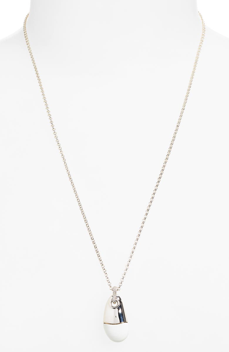 John Hardy Pebble Silver Diamond Pavé (0.04ct.) Pendant on 2mm Rolo Chain Necklace with Enamel, Alternate, color,