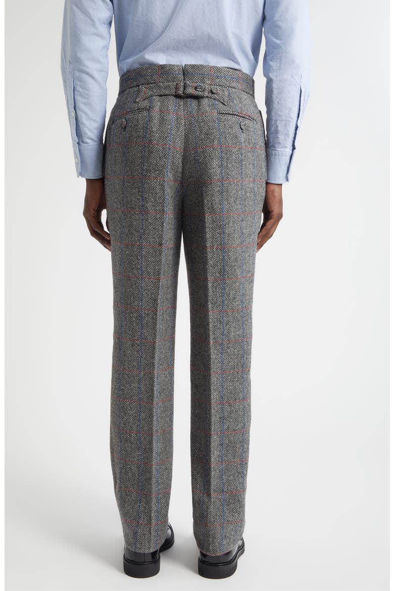 Classic Fit Hunting Herringbone Tweed Backstrap Trousers, Alternate, color, DARK GREY