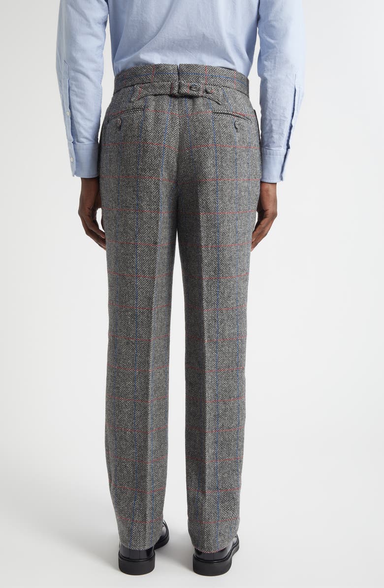 Thom Browne Classic Fit Hunting Herringbone Tweed Backstrap Trousers, Alternate, color, Dark Grey
