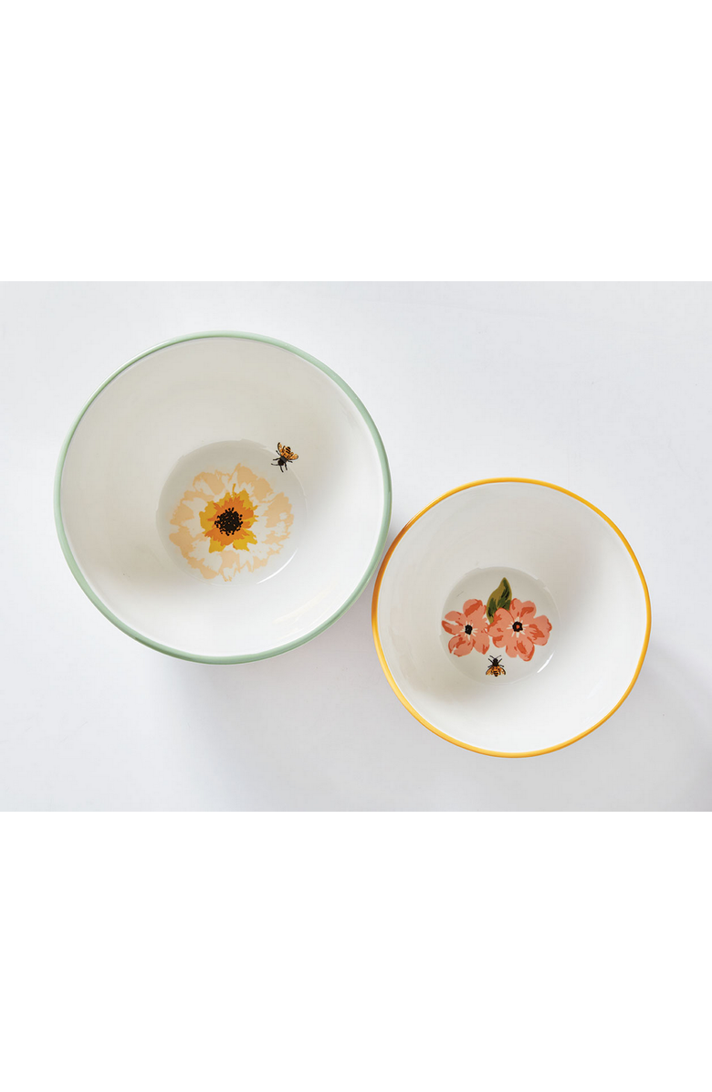 tag Bee Floral Ceramic Serving Bowl Set of Two Multicolor, Alternate, color, Multicolored