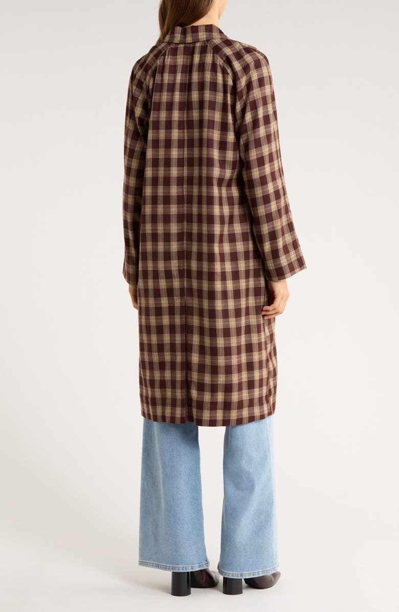 Reformation Beck Plaid Trench Coat, Alternate, color, Brown Check