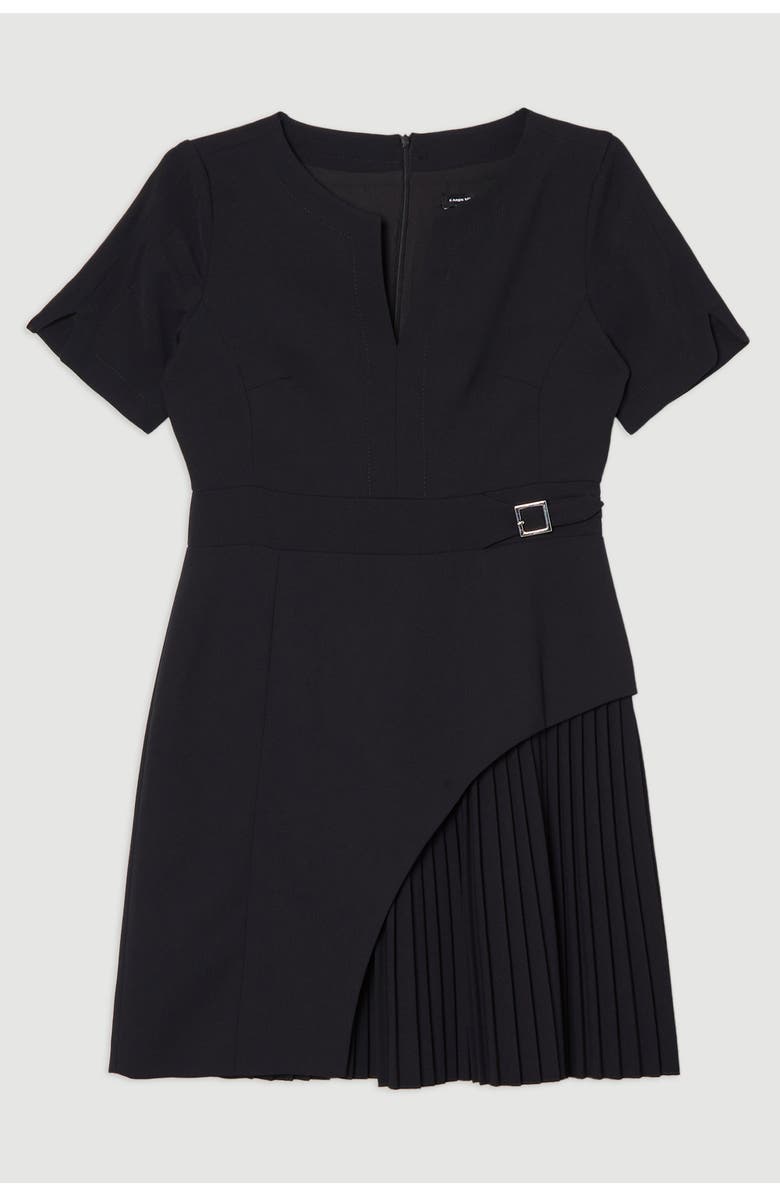 Karen Millen Military Pleat Mini Dress, Alternate, color, Black