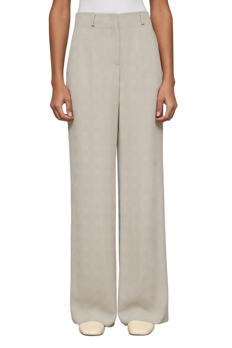 Clark Grid Plaid Crepe Wide Leg Pants, Main, color, CEMENT