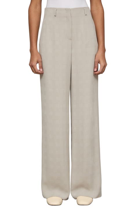 Clark Grid Plaid Crepe Wide Leg Pants