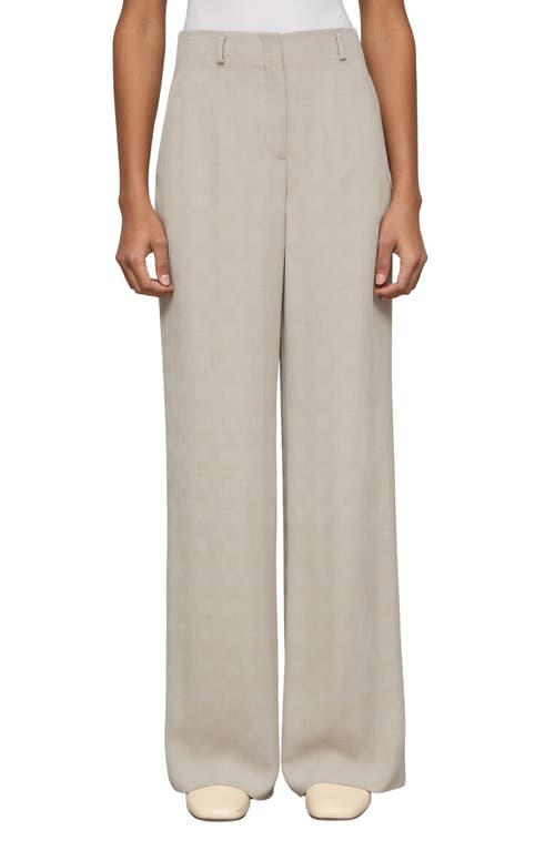 Lafayette 148 New York Clark Grid Plaid Crepe Wide Leg Pants in Cement at Nordstrom, Size 12
