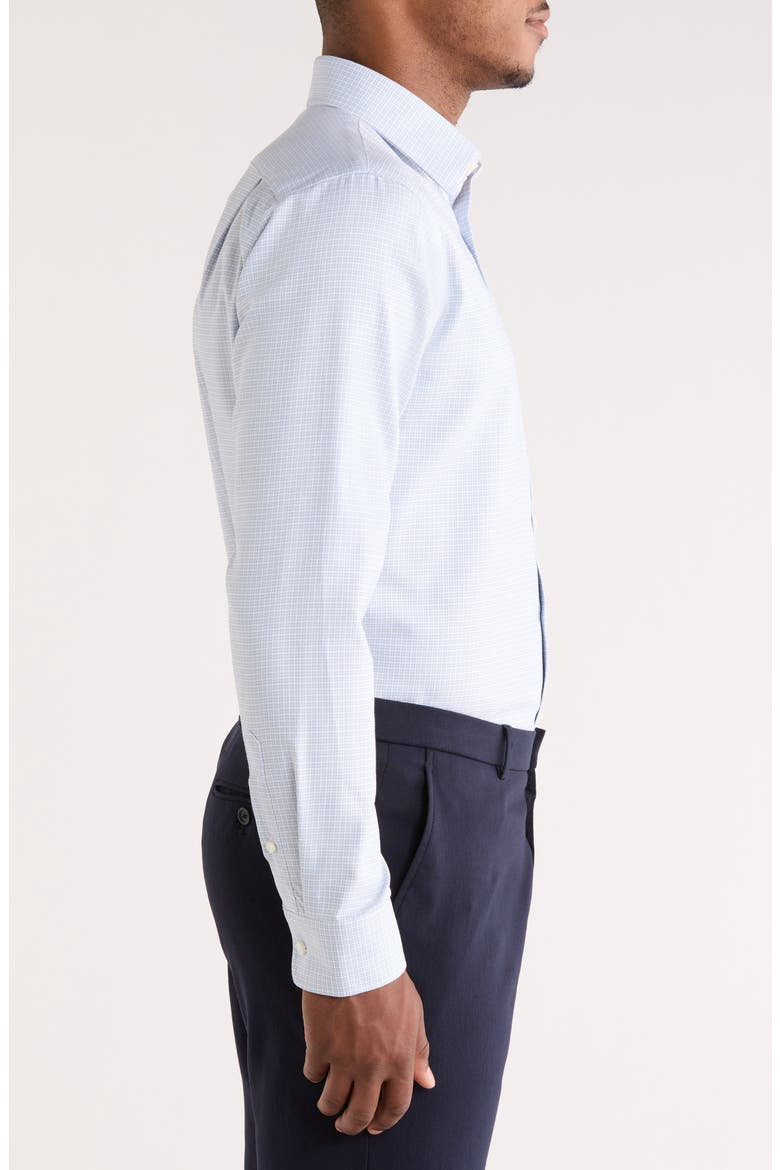 Trim Fit Check Premium Non Iron Cotton Button-Up Shirt, Alternate, color, BLUE MARZANO TEXTURE