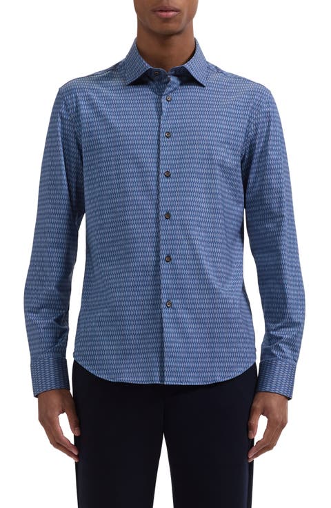 Jimmy OoohCotton® Basketweave Print Button-Up Shirt