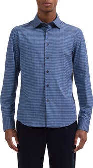 Bugatchi Jimmy OoohCotton® Basketweave Print Button-Up Shirt