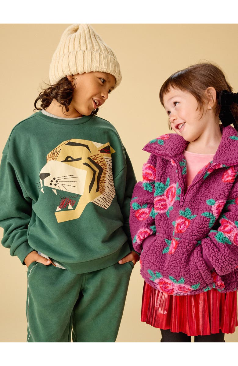 Tea Collection Embroidered Tiger Popover, Alternate, color, Jungle