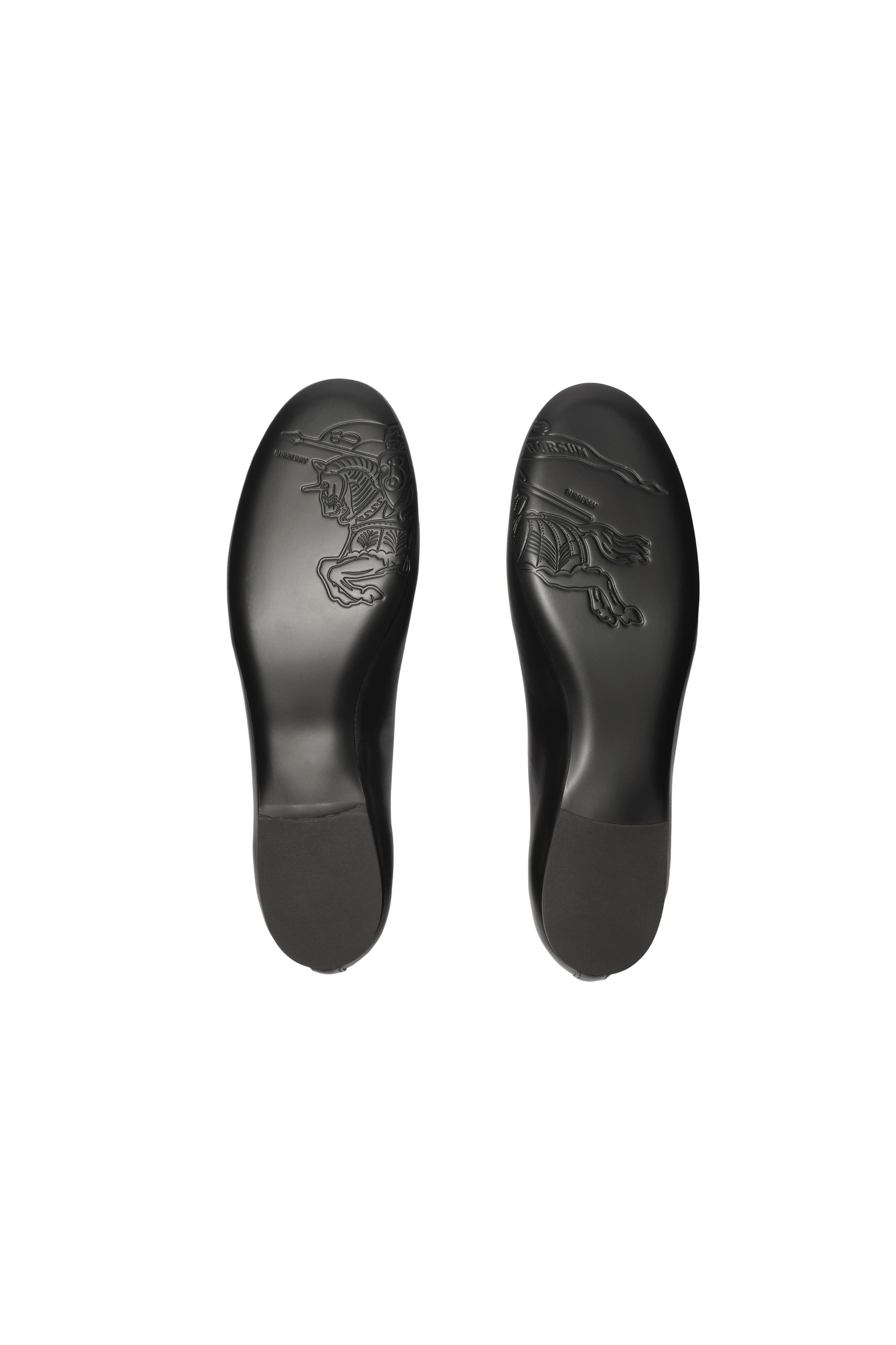Burberry Check Trim Leather Robin Ballerinas, Alternate, color, Black