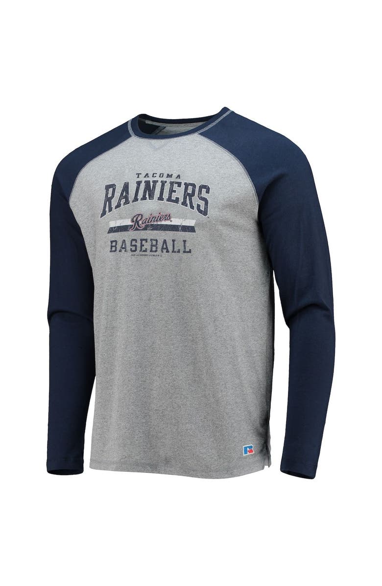 BOXERCRAFT Men's Navy/Heathered Gray Tacoma Rainiers Long Sleeve Baseball T-Shirt, Alternate, color, 