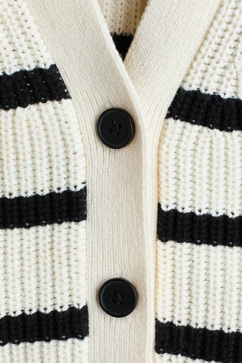 Rib-knit cardigan, Alternate, color, Cream/black striped